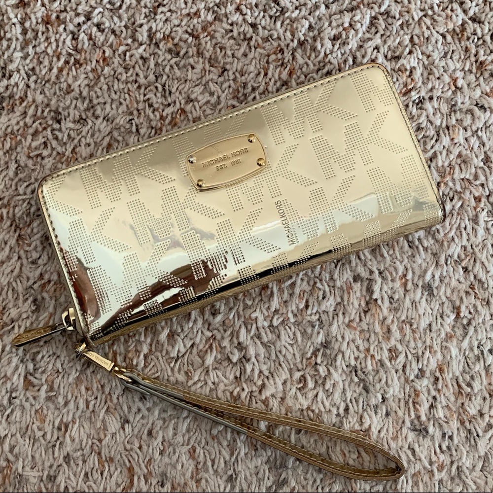 Michael Kors Mirrored Gold Continental Wallet